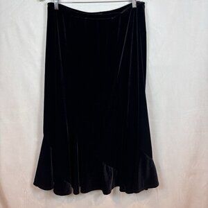 East 5th Women's Asymmetrical Black Velvet Midi Skirt Size Petite XL 90's grunge